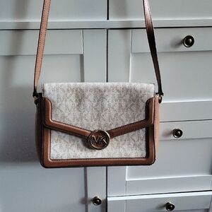 Michael Kors Tan and Cream Crossbody Bag